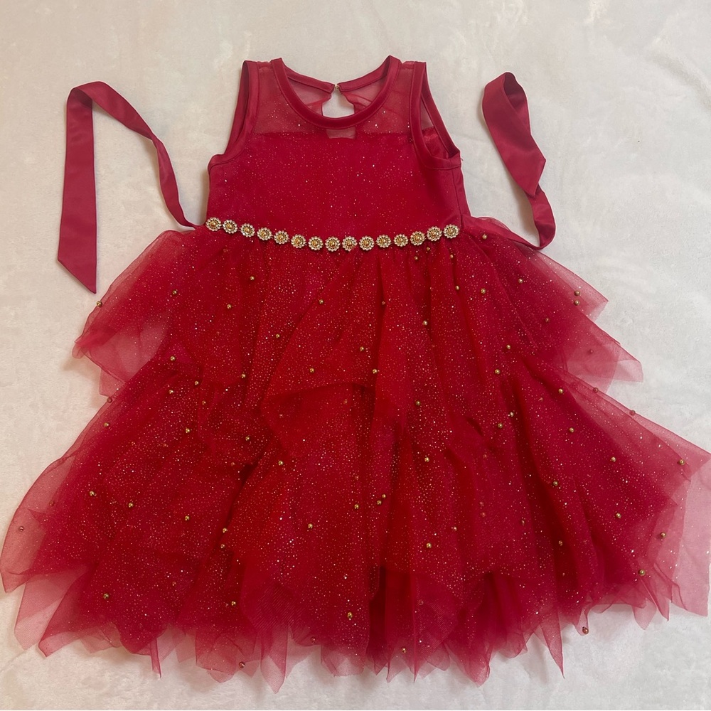 American princess red formal toddler dress